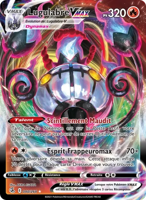 Carte Pokémon Lugulabre VMAX 040/264, extension Poing de Fusion