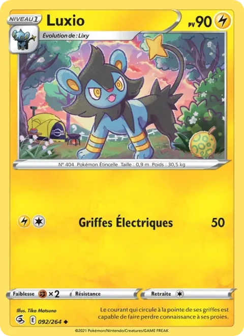 Carte Pokémon Luxio 092/264, extension Poing de Fusion