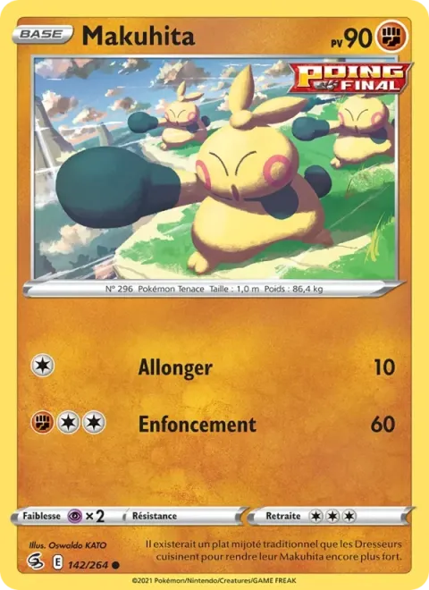 Carte Pokémon Makuhita 142/264, extension Poing de Fusion