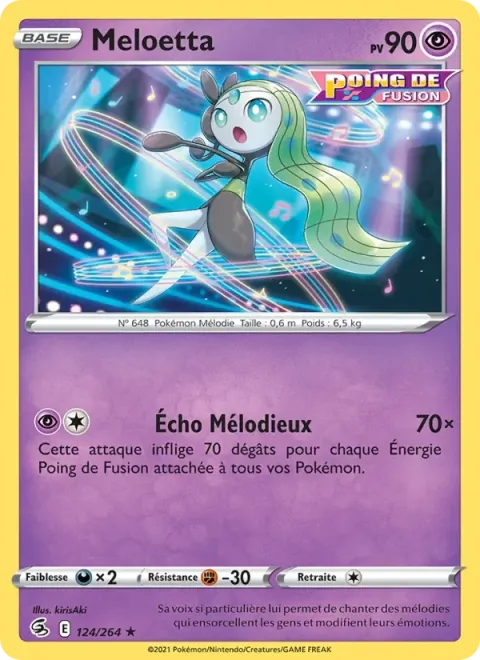 Carte Pokémon Meloetta 124/264, extension Poing de Fusion
