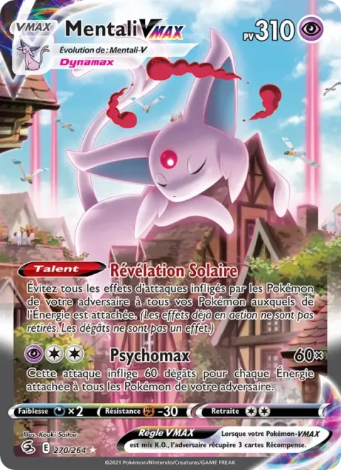 Carte Pokémon Mentali VMAX 270/264, extension Poing de Fusion