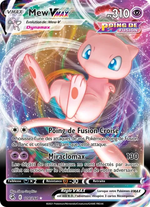Carte Pokémon Mew VMAX 114/264, extension Poing de Fusion