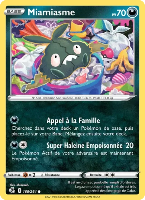 Carte Pokémon Miamiasme 168/264, extension Poing de Fusion