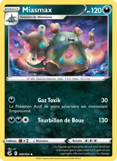 Carte Pokémon Miasmax 169/264, extension Poing de Fusion