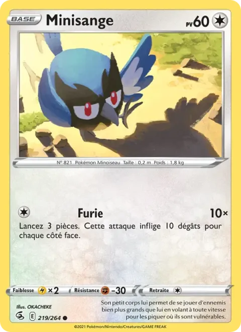 Carte Pokémon Minisange 219/264, extension Poing de Fusion