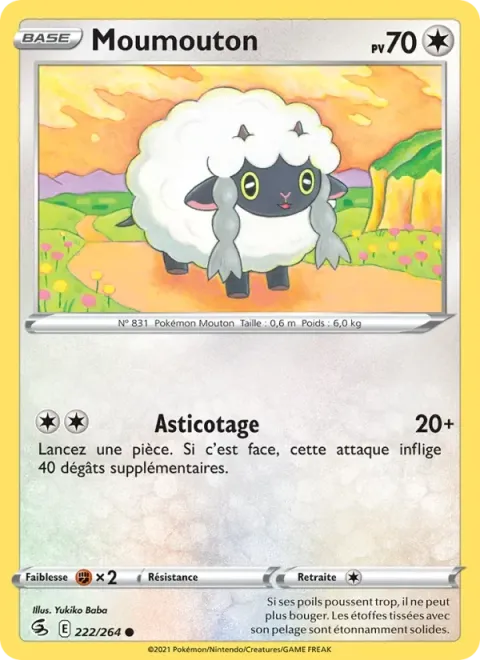 Carte Pokémon Moumouton 222/264, extension Poing de Fusion