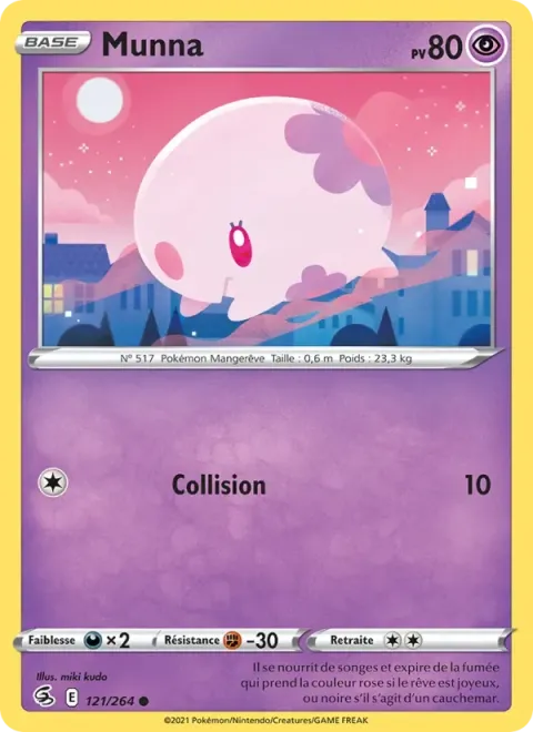 Carte Pokémon Munna 121/264, extension Poing de Fusion