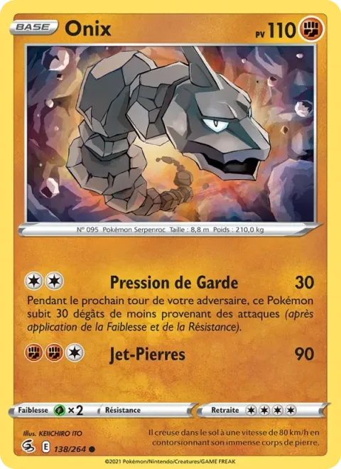 Carte Pokémon Onix 138/264, extension Poing de Fusion