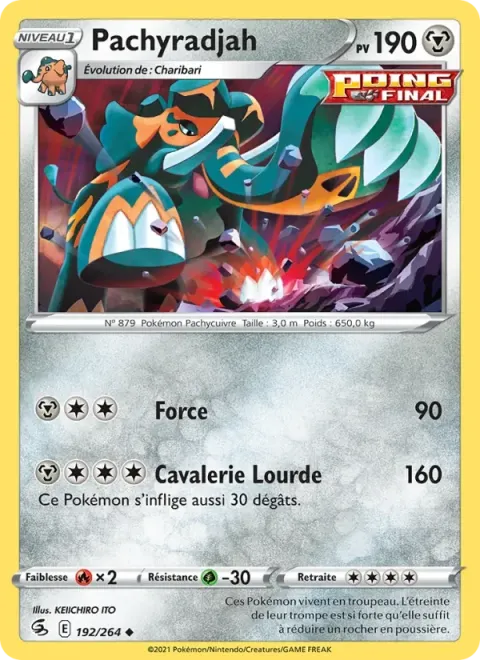 Carte Pokémon Pachyradjah 192/264, extension Poing de Fusion
