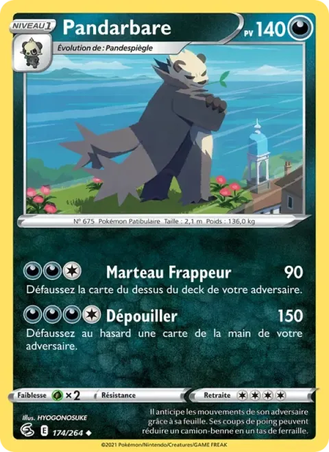 Carte Pokémon Pandarbare 174/264, extension Poing de Fusion