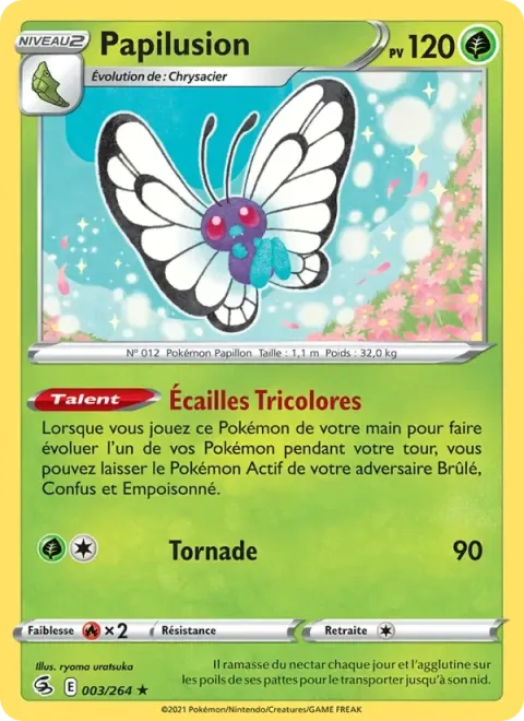 Carte Pokémon Papilusion 003/264, extension Poing de Fusion