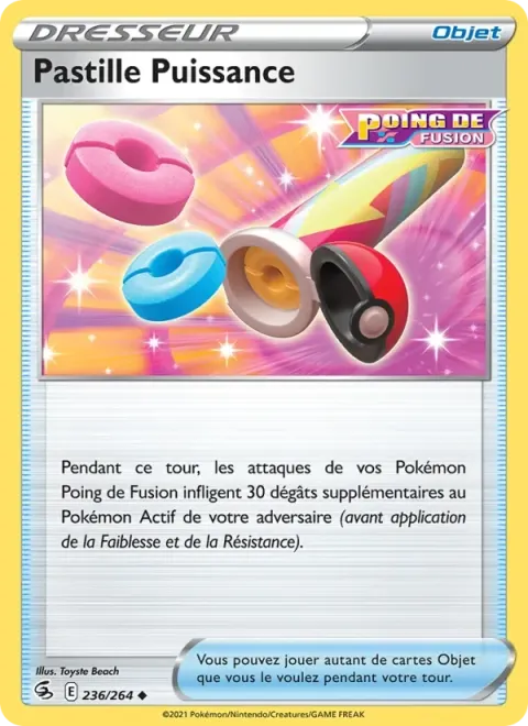 Carte Pokémon Pastille Puissance 236/264, extension Poing de Fusion