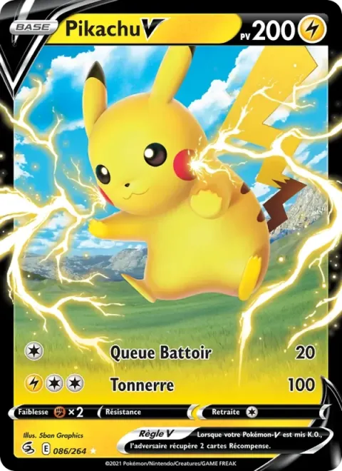 Carte Pokémon Pikachu V 086/264, extension Poing de Fusion