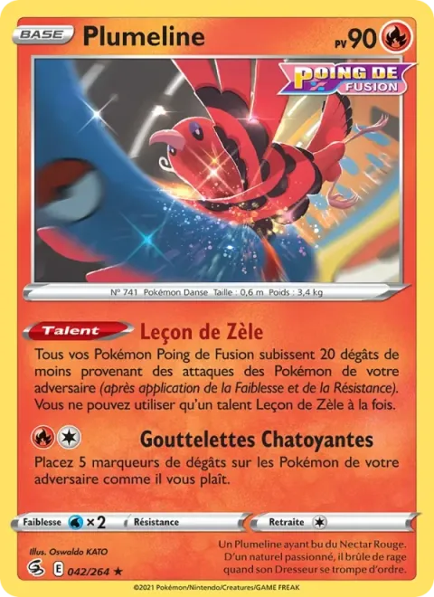 Carte Pokémon Plumeline 042/264, extension Poing de Fusion