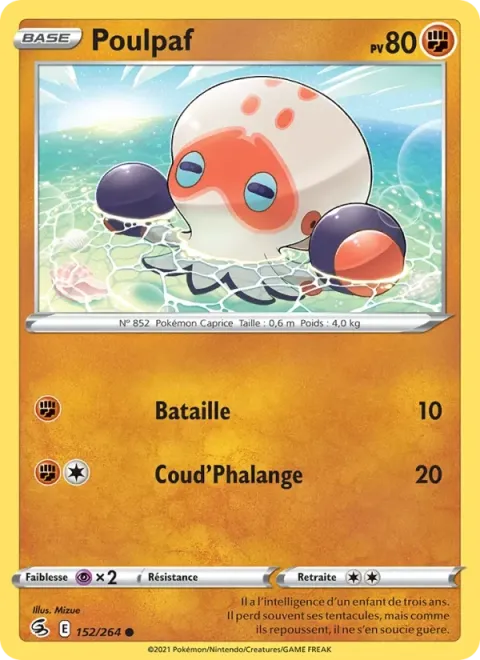 Carte Pokémon Poulpaf 152/264, extension Poing de Fusion
