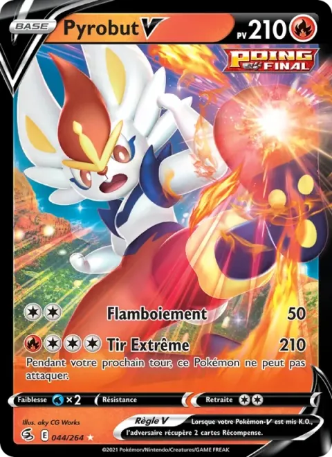 Carte Pokémon Pyrobut V 044/264, extension Poing de Fusion