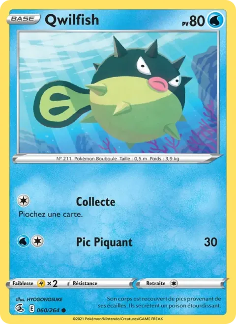 Carte Pokémon Qwilfish 060/264, extension Poing de Fusion