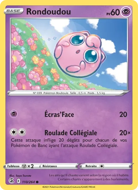 Carte Pokémon Rondoudou 110/264, extension Poing de Fusion
