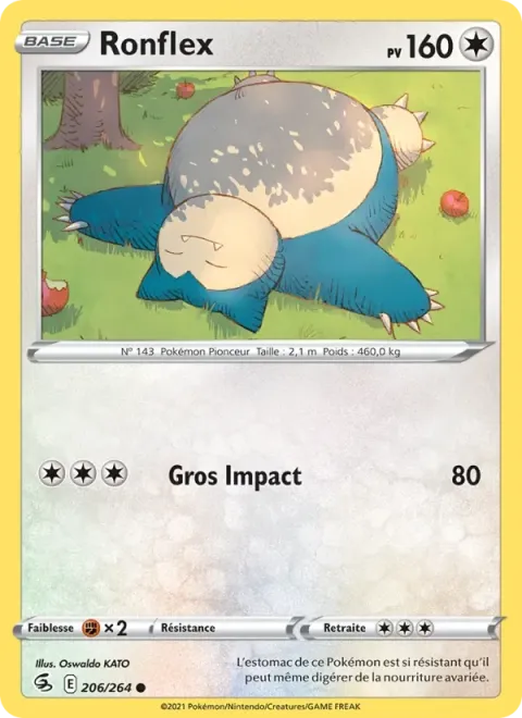 Carte Pokémon Ronflex 206/264, extension Poing de Fusion