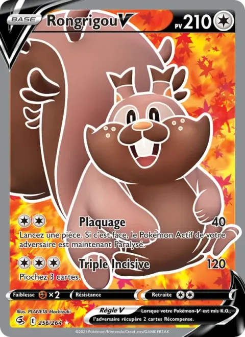Carte Pokémon Rongrigou V 256/264, extension Poing de Fusion