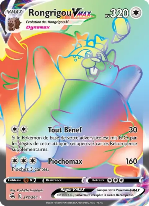 Carte Pokémon Rongrigou VMAX 272/264, extension Poing de Fusion