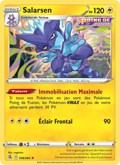 Carte Pokémon Salarsen 108/264, extension Poing de Fusion