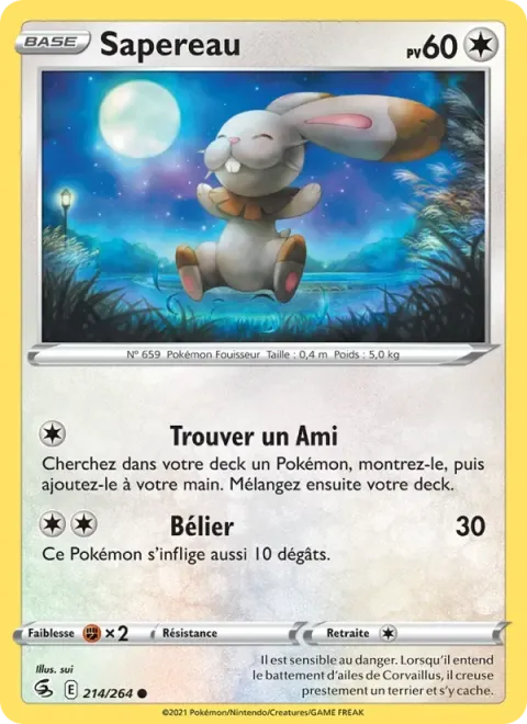 Carte Pokémon Sapereau 214/264, extension Poing de Fusion