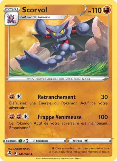 Carte Pokémon Scorvol 141/264, extension Poing de Fusion