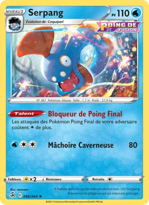 Carte Pokémon Serpang 066/264, extension Poing de Fusion
