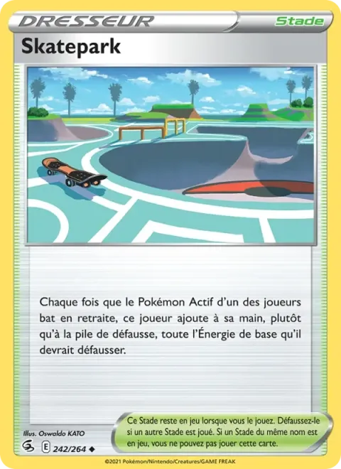 Carte Pokémon Skatepark 242/264, extension Poing de Fusion