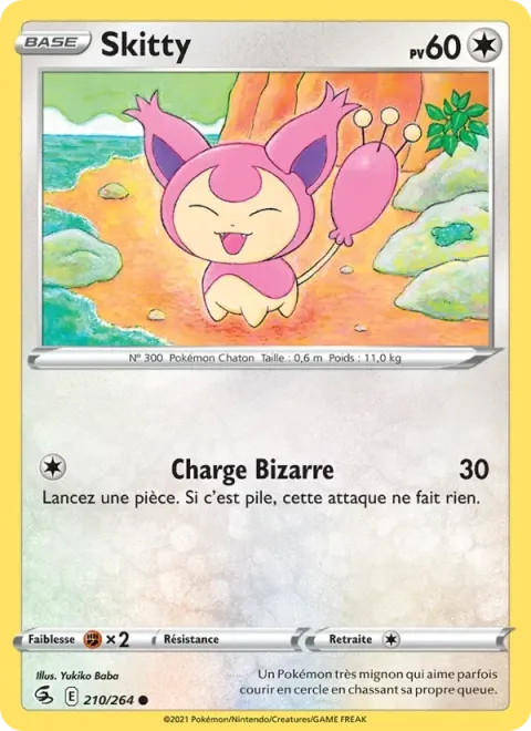 Carte Pokémon Skitty 210/264, extension Poing de Fusion