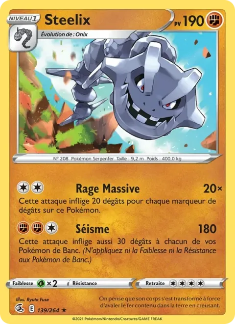 Carte Pokémon Steelix 139/264, extension Poing de Fusion