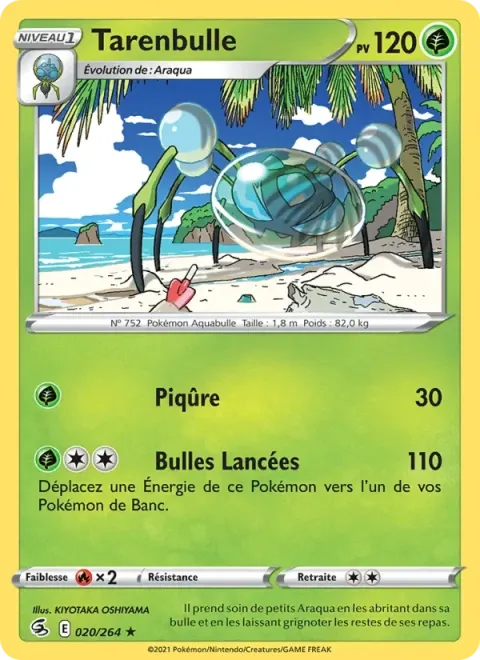 Carte Pokémon Tarenbulle 020/264, extension Poing de Fusion