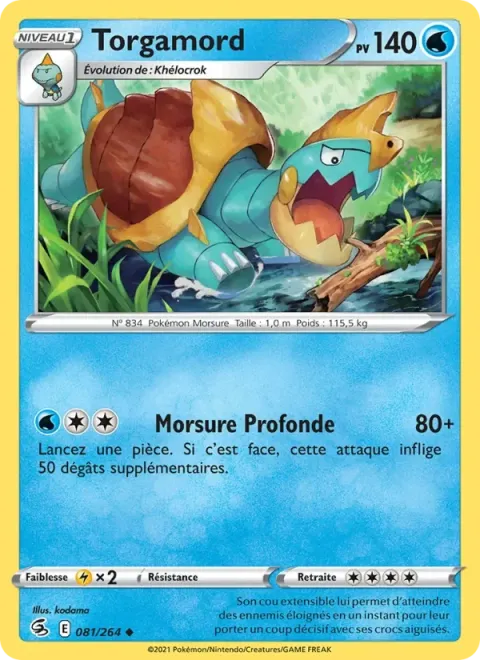 Carte Pokémon Torgamord 081/264, extension Poing de Fusion