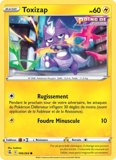 Carte Pokémon Toxizap 106/264, extension Poing de Fusion