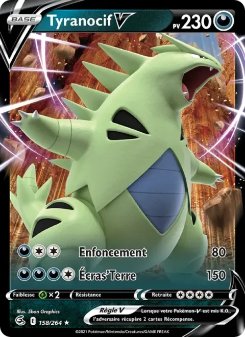 Carte Pokémon Tyranocif V 158/264, extension Poing de Fusion