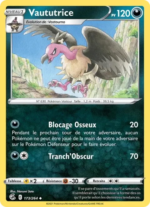 Carte Pokémon Vaututrice 173/264, extension Poing de Fusion