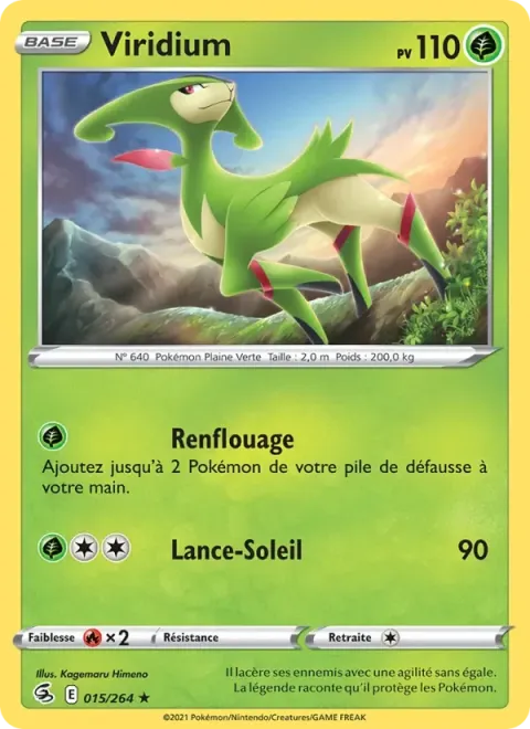 Carte Pokémon Viridium 015/264, extension Poing de Fusion