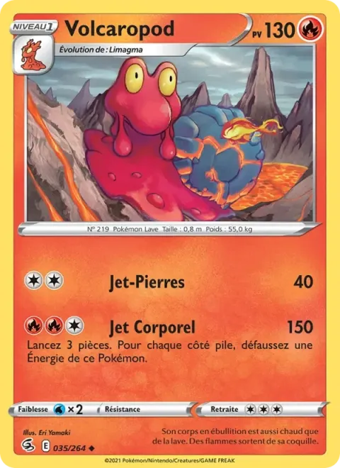 Carte Pokémon Volcaropod 035/264, extension Poing de Fusion