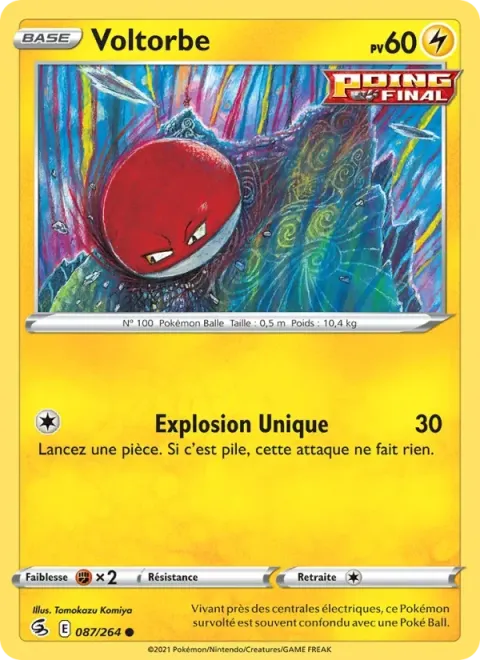Carte Pokémon Voltorbe 087/264, extension Poing de Fusion