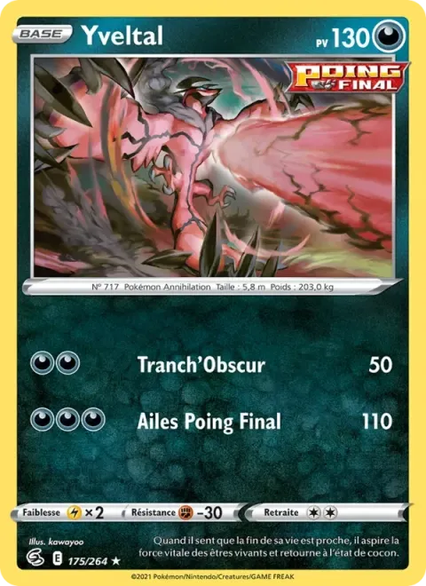 Carte Pokémon Yveltal 175/264, extension Poing de Fusion