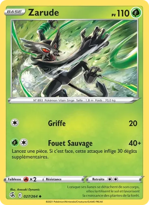 Carte Pokémon Zarude 027/264, extension Poing de Fusion