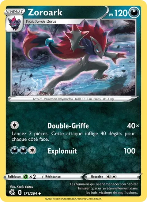 Carte Pokémon Zoroark 171/264, extension Poing de Fusion