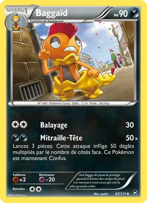 Carte Pokémon Baggaïd 067/111, extension Poings Furieux