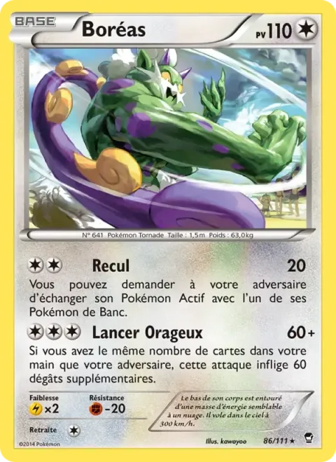 Carte Pokémon Boréas 086/111, extension Poings Furieux