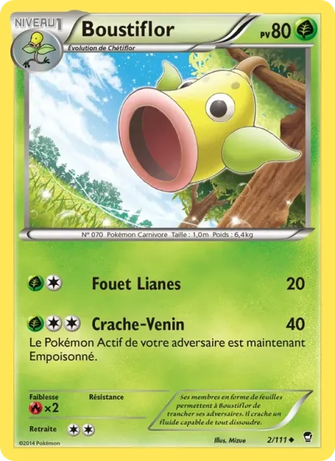 Carte Pokémon Boustiflor 002/111, extension Poings Furieux