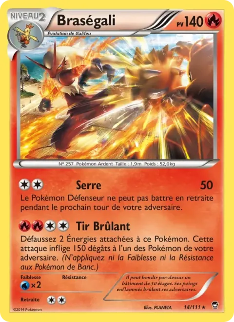 Carte Pokémon Braségali 014/111, extension Poings Furieux
