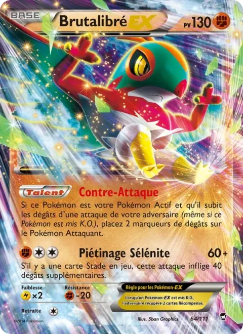 Carte Pokémon Brutalibré EX 064/111, extension Poings Furieux