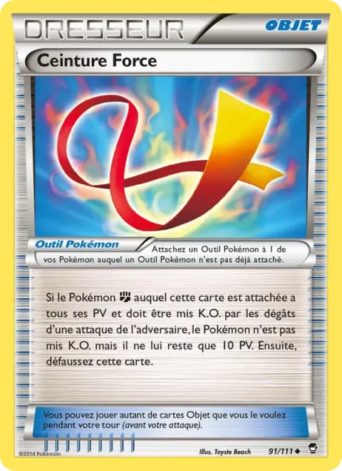 Carte Pokémon Ceinture Force 091/111, extension Poings Furieux