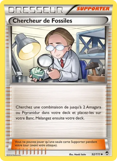 Carte Pokémon Chercheur de Fossiles 092/111, extension Poings Furieux